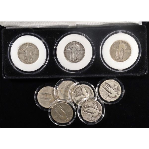 STANDING LIB 25C 3-COIN SET & (6) STANDING LIB 25C