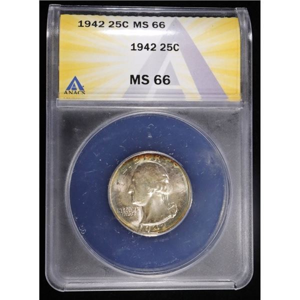 1942 WASHINGTON QUARTER ANACS MS66
