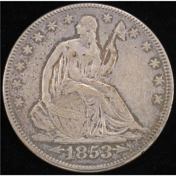 1853 SEATED LIBERTY HALF DOLLAR AU
