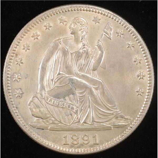 1891 SEATED LIBERTY HALF DOLLAR CH BU