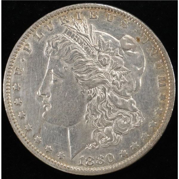 1880-O MORGAN DOLLAR AU/BU, CLEANED