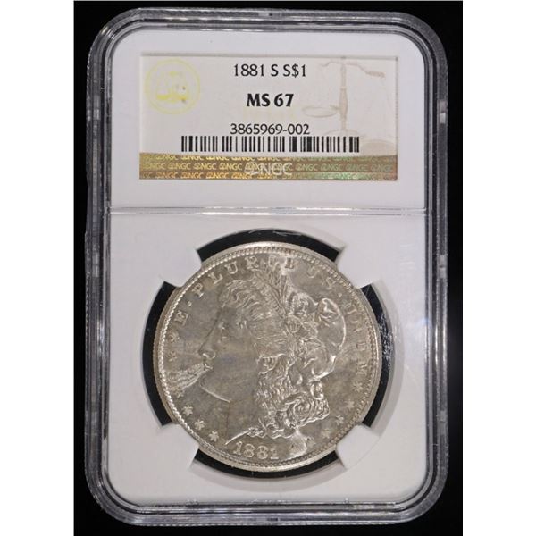 1881-S MORGAN DOLLAR NGC MS67