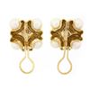 Image 6 : 14k Yellow Gold 0.15 ctw Pave Diamond w/ 7.6mm Pearl Corners Dome Button Earring