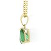 Image 3 : NEW 18k Gold 2.14 ctw GIA Wide Pear Teardrop Emerald Solitaire Pendant & 14k Cha