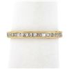 Image 4 : Vintage 18k Gold Channel Princess Diamond Hand Engraved Sides Eternity Band Ring