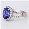 Image 2 : 3.20 ctw Tanzanite and  0.82 ctw Diamond Platinum Ring