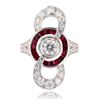 Image 1 : 0.70 ctw Diamond and 1.36 ctw Ruby Platinum Ring (1.70 ctw Diamonds)