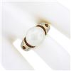 Image 3 : Fancy 18K Yellow Gold 11mm White Pearl Solitaire w/ Ruby & Diamond Accents Ring