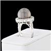 Image 3 : 12.5mm Tahitian Pearl and 1.54 ctw Diamond 14K White Gold Ring