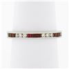 18k White Gold 1.02 ctw Round Diamond & Square Ruby Milgrain Eternity Band Ring
