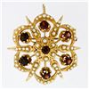 Image 1 : Antique Victorian 14k Gold 1.50 ctw Garnet & Pearl Open Round Brooch Pin Pendant