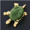 Image 2 : Vintage 14k Gold Cabochon Green Jade Detailed Small Turtle Tortoise Pin Brooch