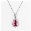 Image 1 : 3.00 ctw BURMESE Ruby and 0.54 ctw Diamond Platinum Pendant (GIA CERTIFIED)