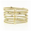 Image 3 : 18k Solid Gold 1.52in. Wide Cable Crossover Pave Diamond Cuff Flexible Bracelet