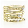 Image 5 : 18k Solid Gold 1.52in. Wide Cable Crossover Pave Diamond Cuff Flexible Bracelet