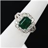 3.79 ctw Emerald and 1.34 ctw Diamond 14K White Gold Ring
