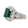Image 3 : 3.79 ctw Emerald and 1.34 ctw Diamond 14K White Gold Ring