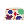 Saint Laurent White Multicolor Leather Small-Shapes Print Compact Zippy Wallet
