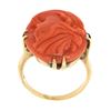 Image 7 : Antique 10k Yellow Gold Detailed Oval Carved Orange Coral Cameo Solitaire Ring