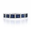 Image 4 : NEW Platinum 1.18 ctw Square Step Cut Sapphire Bezel Set Stack Wedding Band Ring