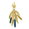 Image 1 : Estate 18K Gold Yellow Blue Green Enamel Textured Wheat Flower Bundle Brooch Pin