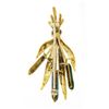 Image 3 : Estate 18K Gold Yellow Blue Green Enamel Textured Wheat Flower Bundle Brooch Pin