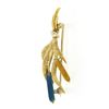 Image 5 : Estate 18K Gold Yellow Blue Green Enamel Textured Wheat Flower Bundle Brooch Pin