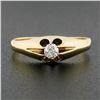 Image 2 : Antique Victorian 14K Gold 0.14 ctw European Diamond Belcher Gypsy Solitaire Rin