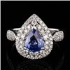 Image 2 : 1.55 ctw Blue Sapphire and 0.62 ctw Diamond Platinum Ring (GIA CERTIFIED)