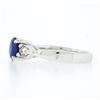 Image 6 : 14k White Gold 2.01 ctw GIA Ceylon Round Sapphire & Pear Diamond Accents Ring