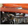 Image 3 : RED TOOLBOX C/W TOOLS, SAND PAPER, ETC
