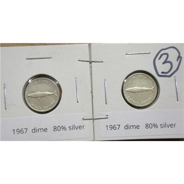 2 - 1967 CANADA SILVER DIMES