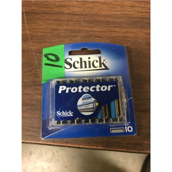 SHELF PULLS (AS IS):  SCHICK PROTECTOR 2 BLADE REFILLS (10) - PACKAGE
