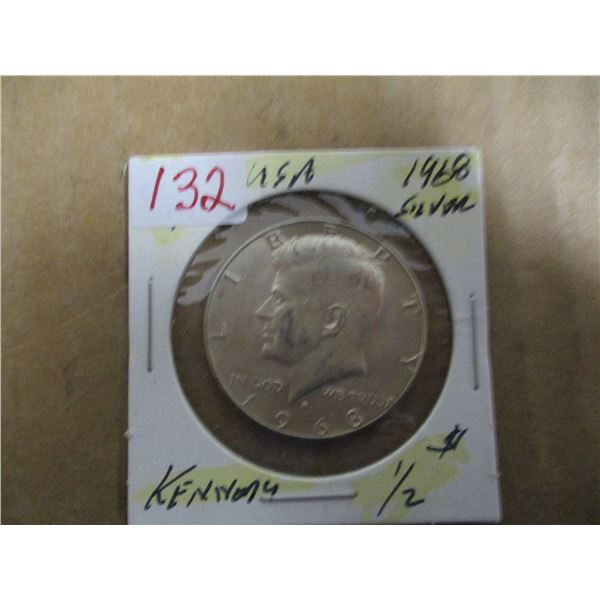 1968 USA KENNEDY SILVER HALF DOLLAR