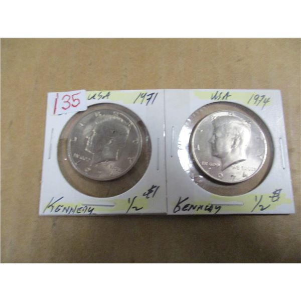 1971 & 1974 KENNEDY USA HALF DOLLAR SET