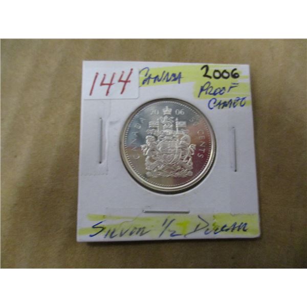 2006 PROOF CAMEO CANADA SILVER HALF DOLLAR