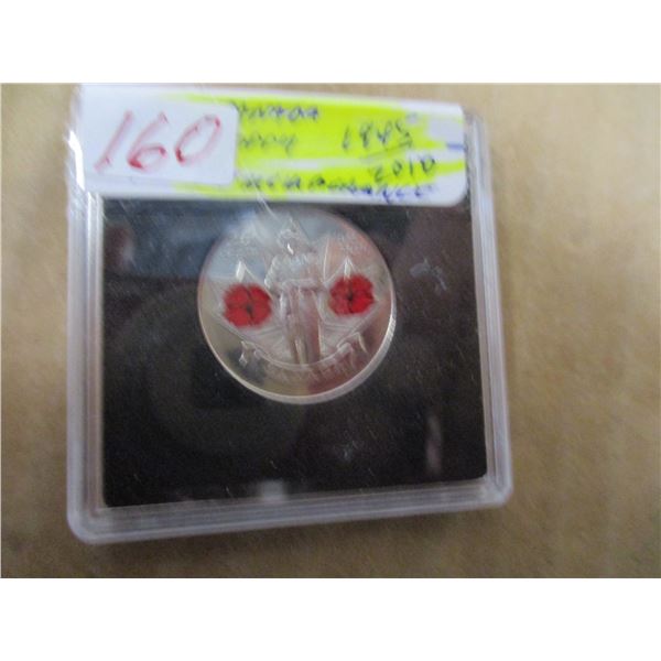 1945 - 2010 REMEMBRANCE DOUBLE POPPY COLORED QUARTER