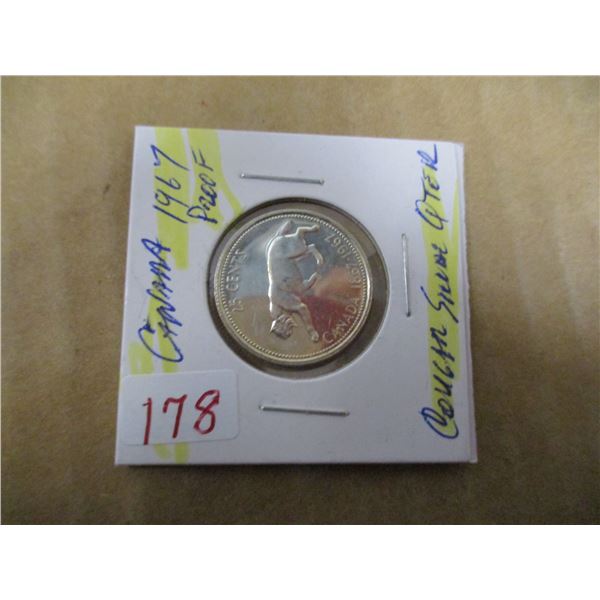 1967 PROOF CANADA COUGAR SILVER QUARTER