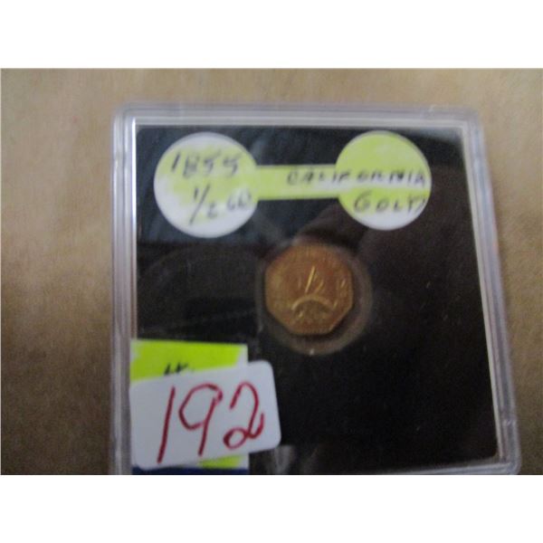 1855 HALF GRAM CALIFORNIA USA GOLD