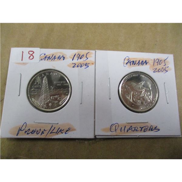 1905 - 2005 SET OF PROOF CANADA QUARTERS