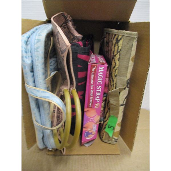 ESTATE:  BOX C/W PURSES, MAKE-UP BAGS, ETC
