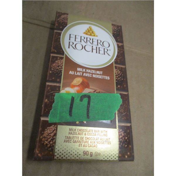 SHELF PULLS (AS IS):  FERRERO ROCHER MILK CHOCOLATE HAZELNUT & SALTED CARAMEL BAR (90G)