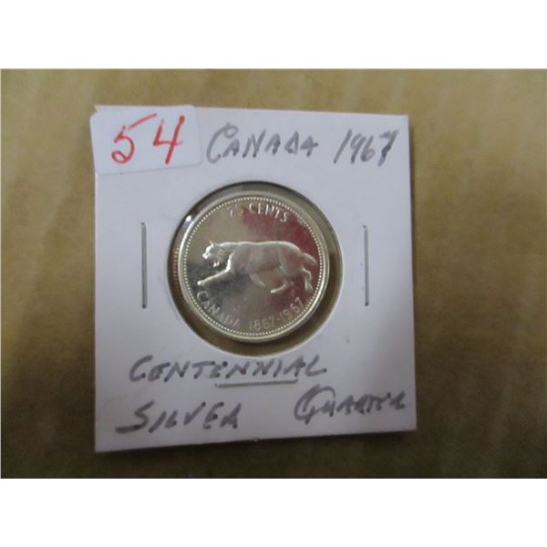 1967 CANADA CENTENNIAL SILVER COUGAR QUARTER