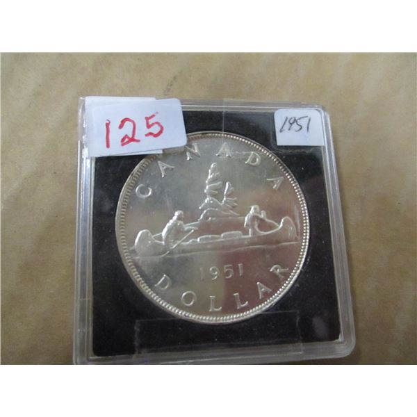 1951 (3 WATERLINE) CANADA SILVER DOLLAR