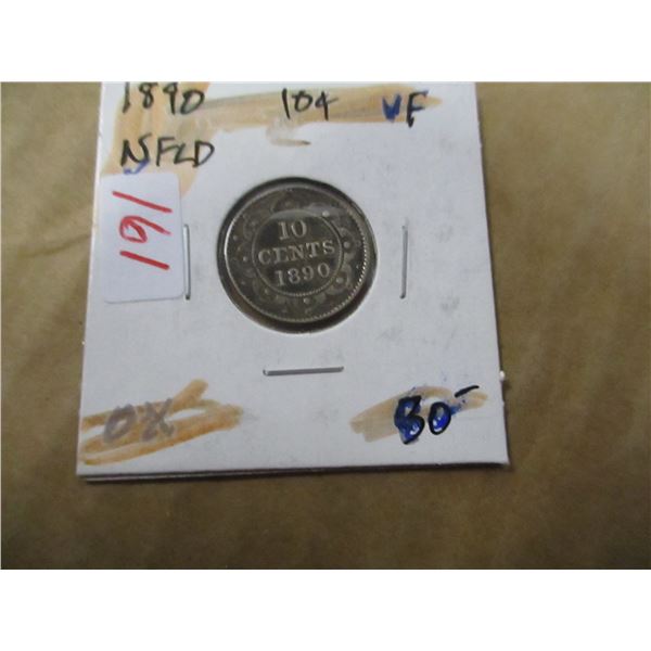 1890VF VICTORIAN NEWFOUNDLAND SILVER DIME