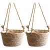 Image 1 : BRAND NEW 2 PACK JUTE ROPE HANGING PLANTER BASKET