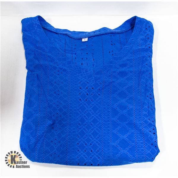 BRAND NEW LARGE BLUE WOMENS SUMMER SHIRT