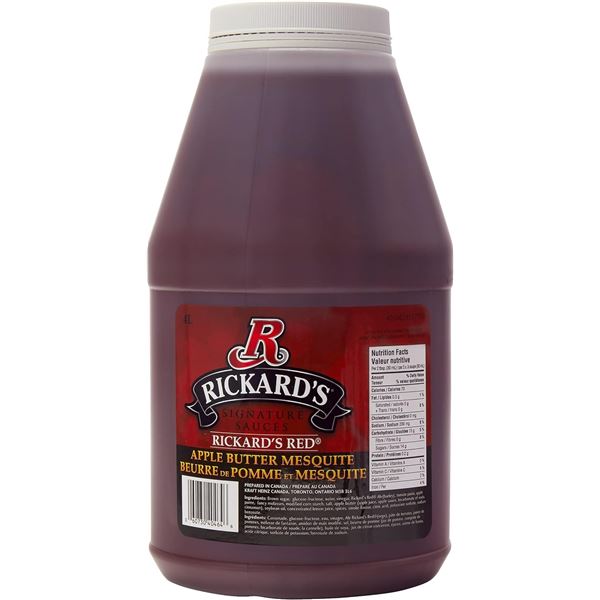 NEW 4L BOTTLE OF RICKARDS RED APPLE BUTTER MESQUIT