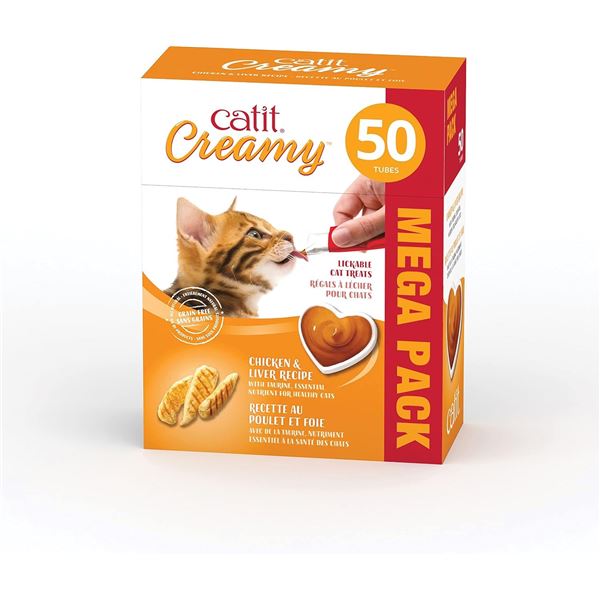 NEW BOX OF 50 CATIT CREAMY LICKABLE CAT TREATS IN