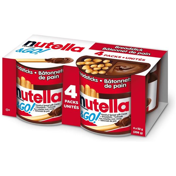NEW 4-PACK OF NUTELLA & GO SNACK PACKS 52G PER